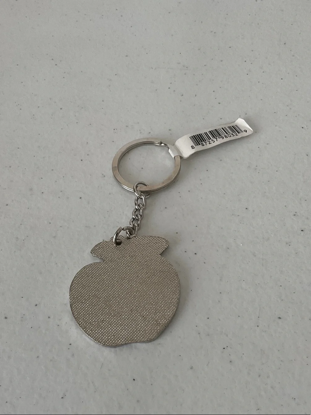 Textured Metallic Apple Keychain - Silver